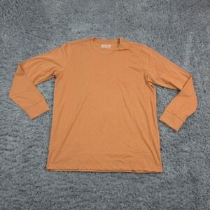 MTAILOR Shirt Mens Large Brown 100% Cotton Long Sleeve Crewneck Solid Tee NWOT